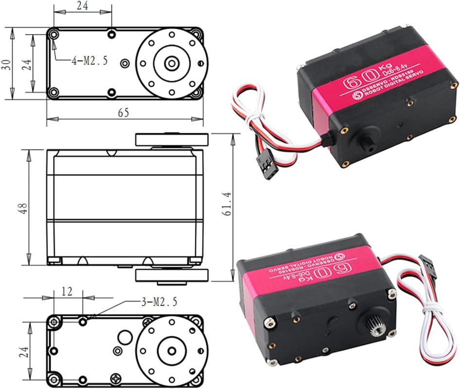 RDS5160 Servo 60 kg RC Digital Servo High Torque Mental Gear 180